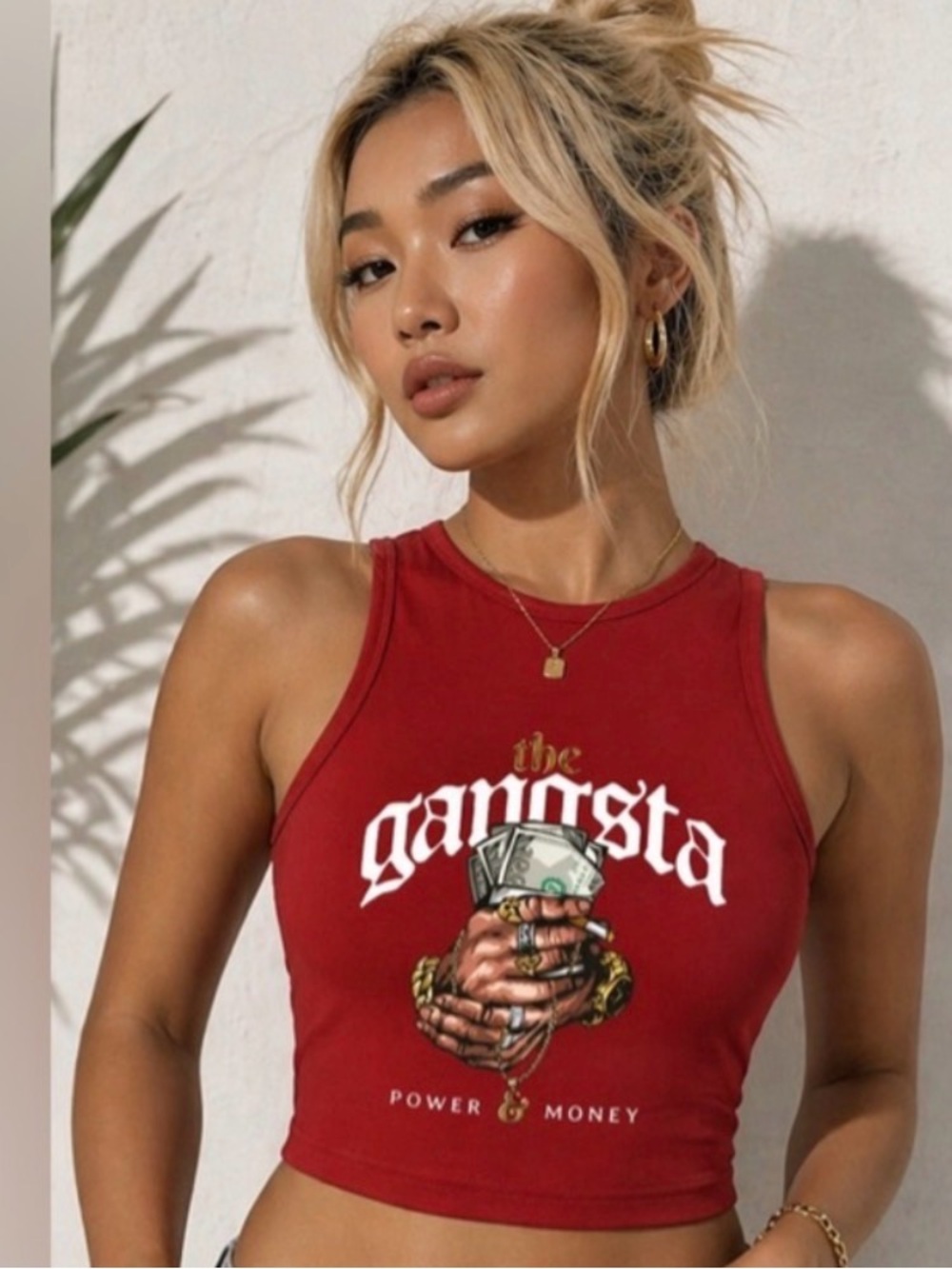 The Gangsta Red Graphic Crop Tank - Women Tees XL